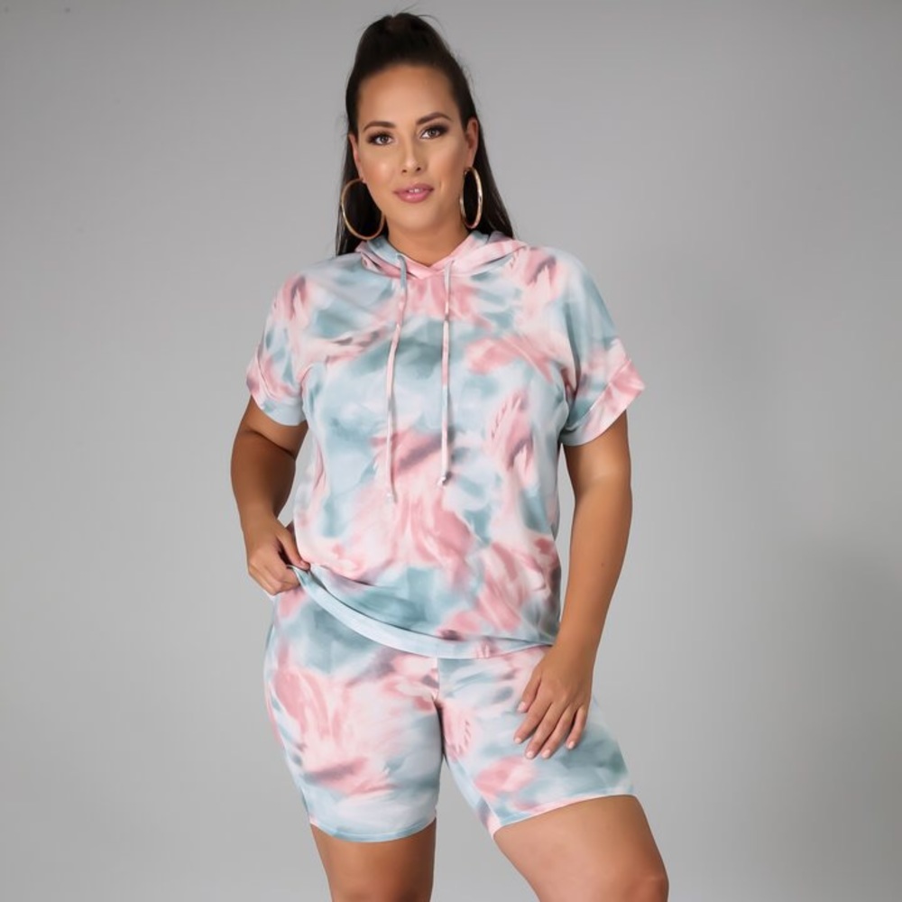 Hooded Tie Dye Short Set